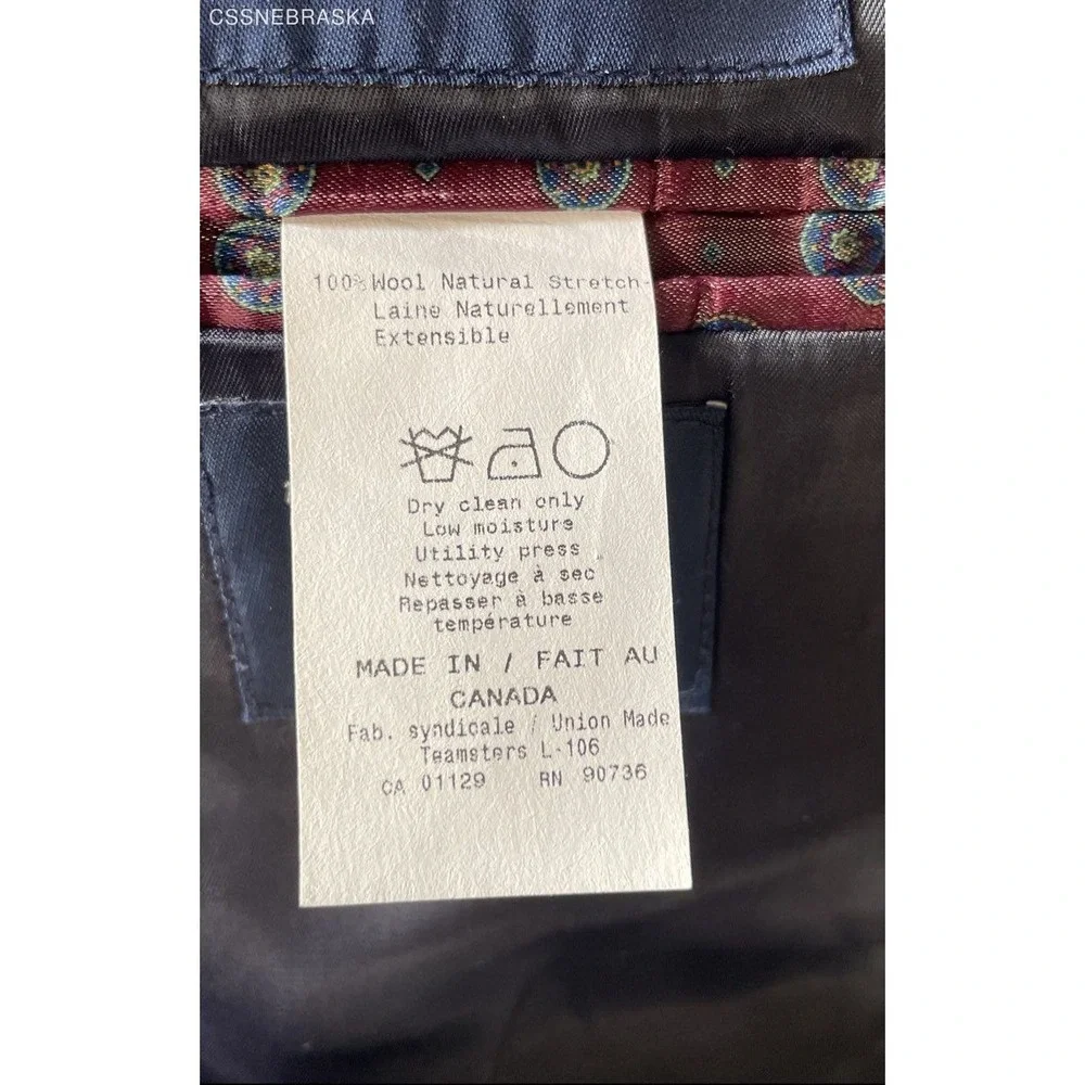 Ralph Lauren Blue Men's 100% Wool Plaid Windowpane Suit Jacket‎ - Size 54R